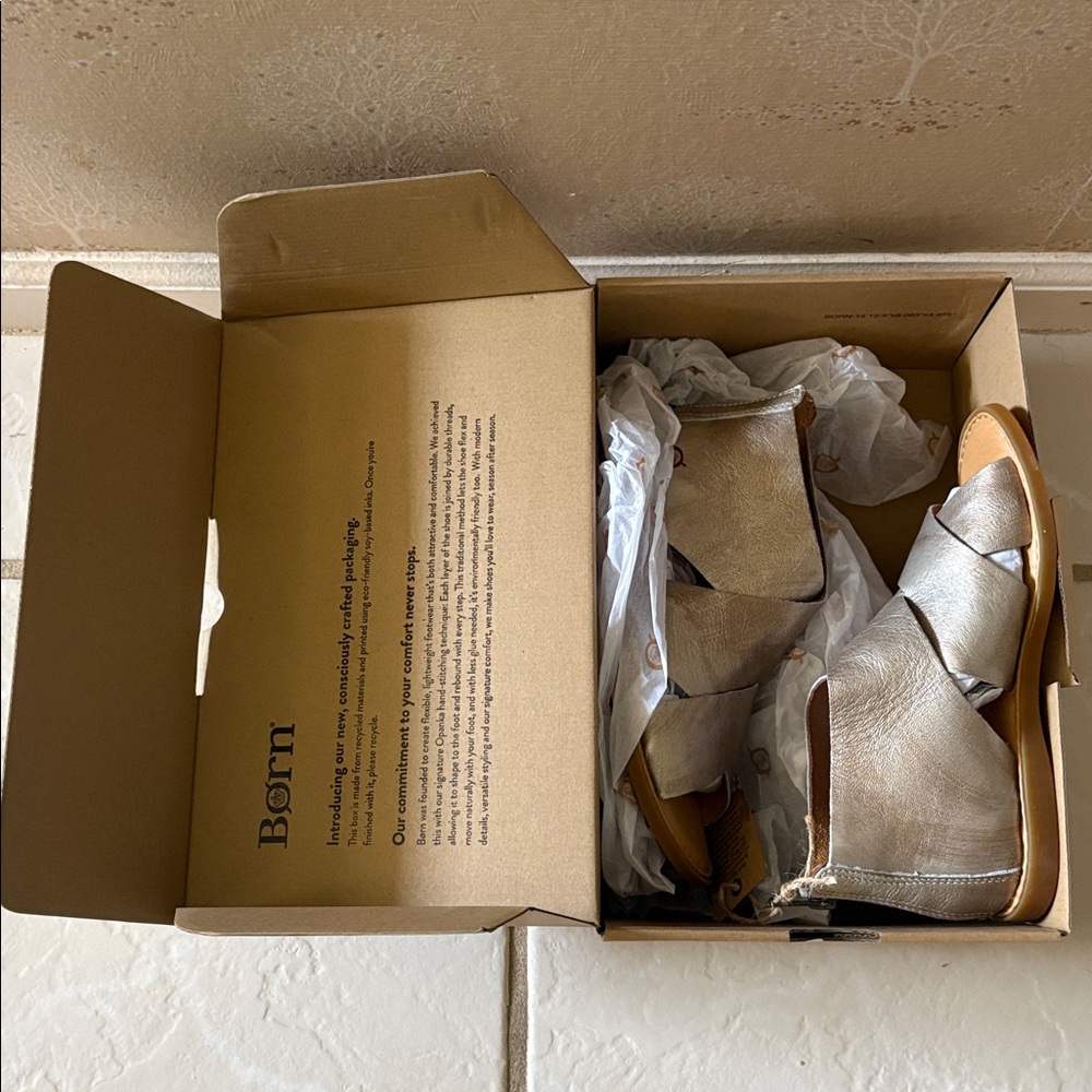 Born Light Gold Leather Wrap Sandal - Picture 8 of 8